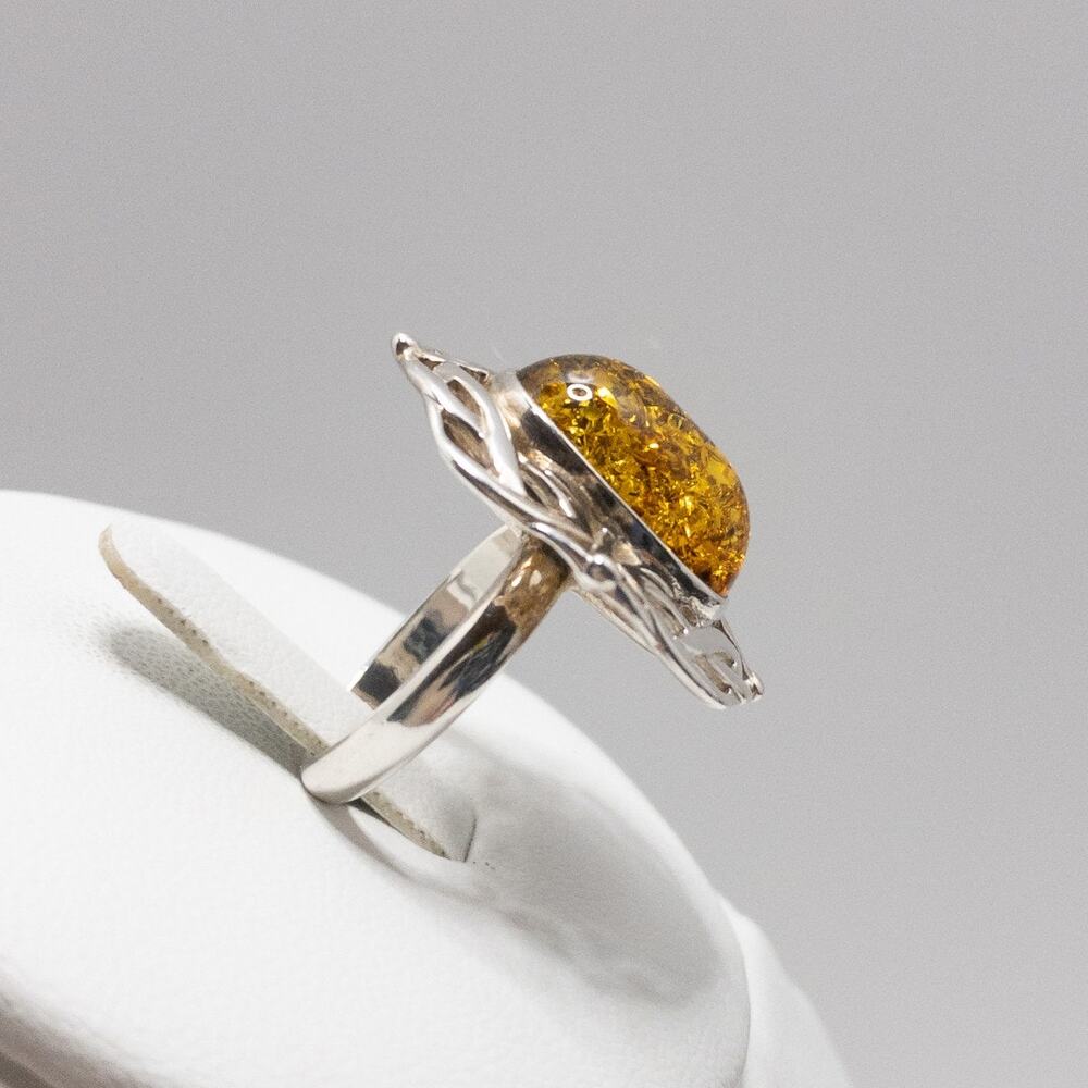 Polish Amber Sterling Silver Statement Ring | Size 6 - Picture 11 of 11